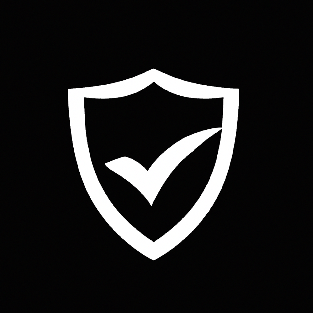 Minimal shield with check icon symbolizing trust